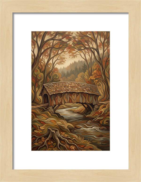 Covered Wooden Bridge In Autumn