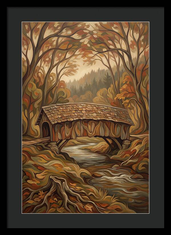 Covered Wooden Bridge In Autumn