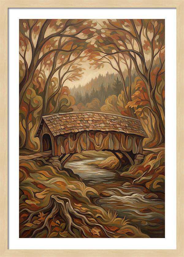 Covered Wooden Bridge In Autumn