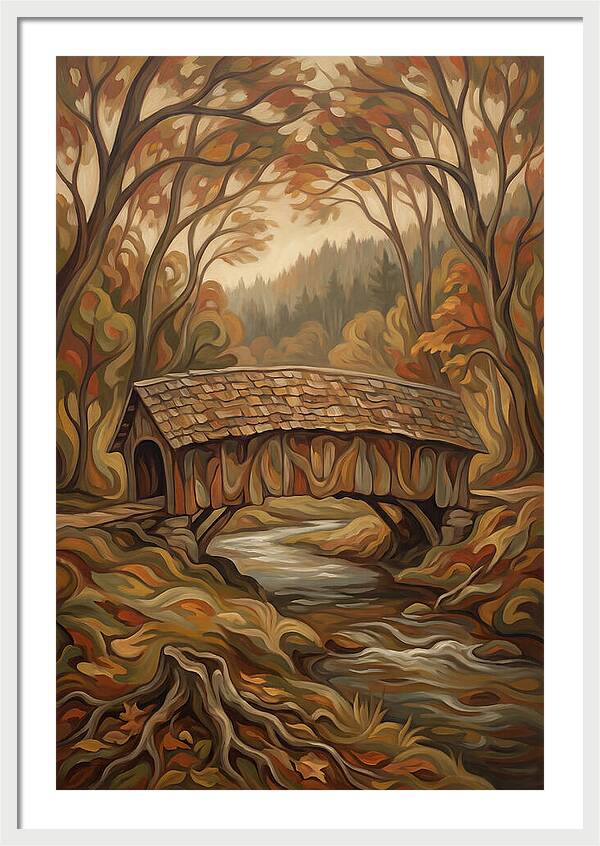 Covered Wooden Bridge In Autumn