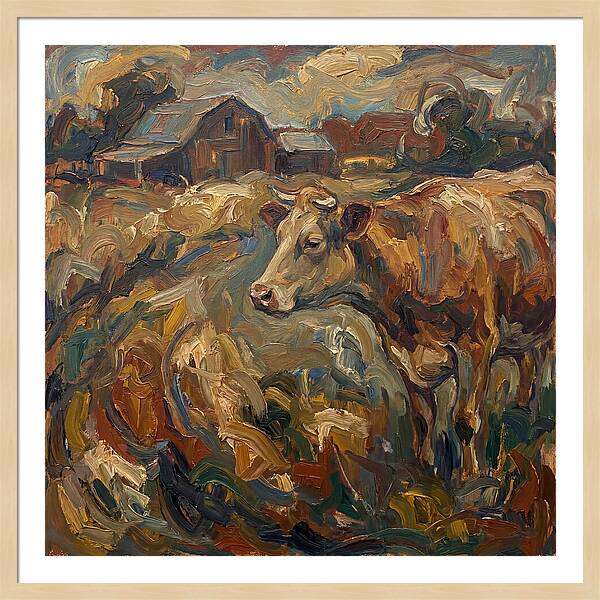 Cow In Expressionist Landscape