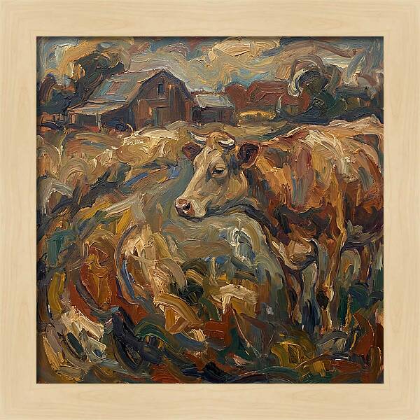 Cow In Expressionist Landscape