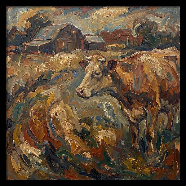 Cow In Expressionist Landscape