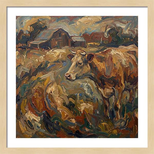 Cow In Expressionist Landscape