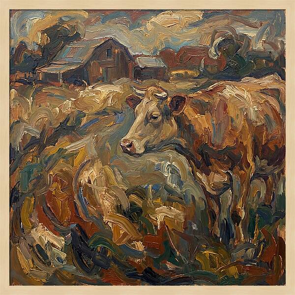 Cow In Expressionist Landscape