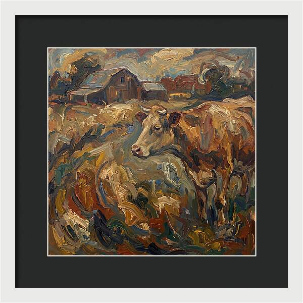 Cow In Expressionist Landscape