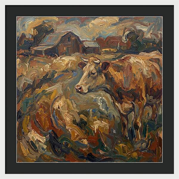 Cow In Expressionist Landscape