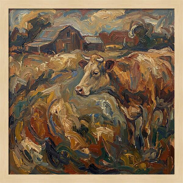 Cow In Expressionist Landscape