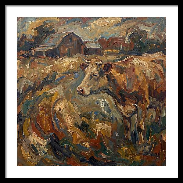 Cow In Expressionist Landscape