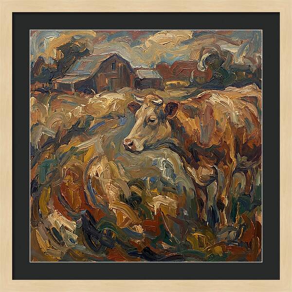 Cow In Expressionist Landscape