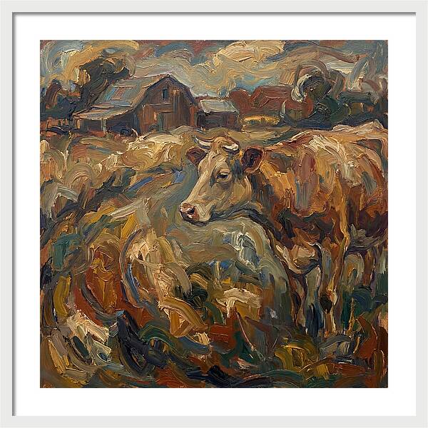 Cow In Expressionist Landscape