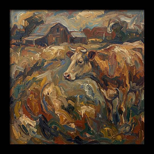 Cow In Expressionist Landscape