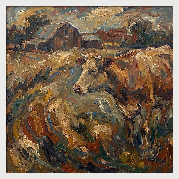 Cow In Expressionist Landscape