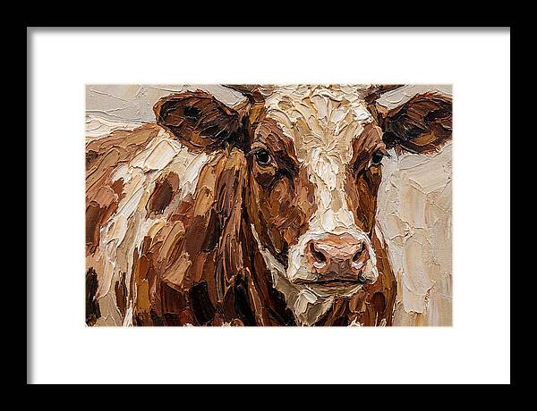 Cow Portrait In Palette Knife Style