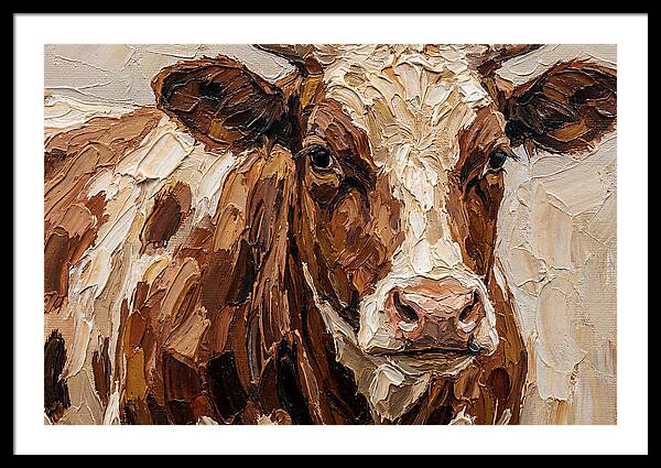 Cow Portrait In Palette Knife Style