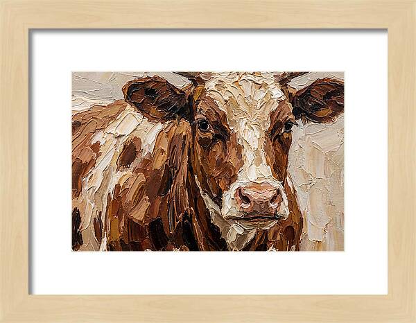 Cow Portrait In Palette Knife Style