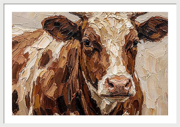 Cow Portrait In Palette Knife Style