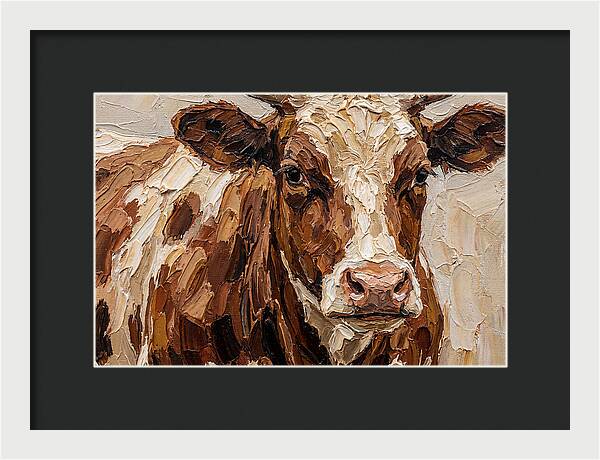 Cow Portrait In Palette Knife Style