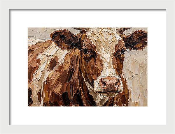 Cow Portrait In Palette Knife Style