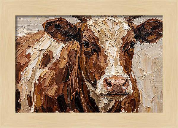 Cow Portrait In Palette Knife Style