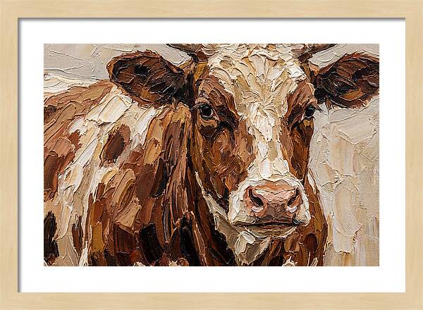 Cow Portrait In Palette Knife Style
