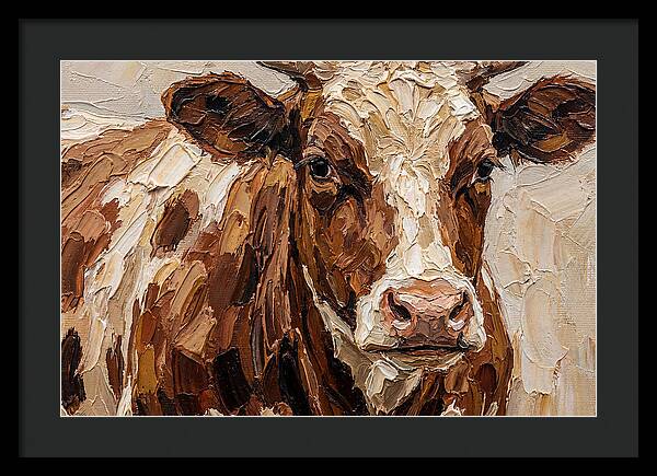 Cow Portrait In Palette Knife Style