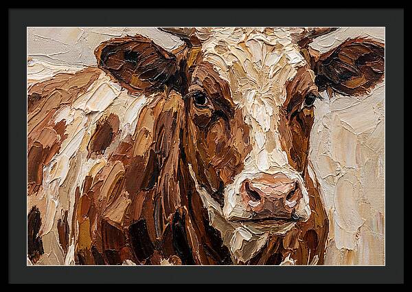 Cow Portrait In Palette Knife Style