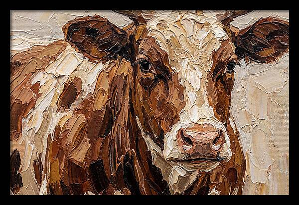 Cow Portrait In Palette Knife Style