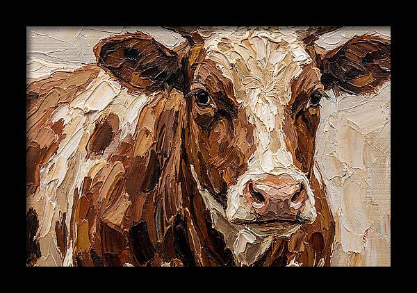 Cow Portrait In Palette Knife Style