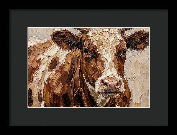 Cow Portrait In Palette Knife Style