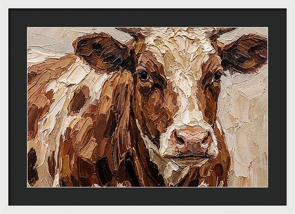 Cow Portrait In Palette Knife Style