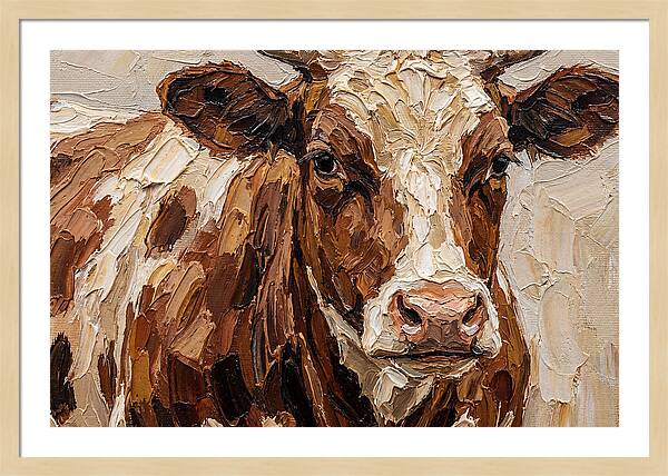 Cow Portrait In Palette Knife Style