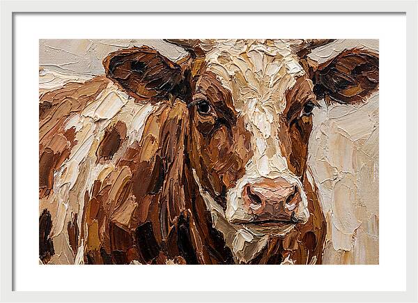 Cow Portrait In Palette Knife Style