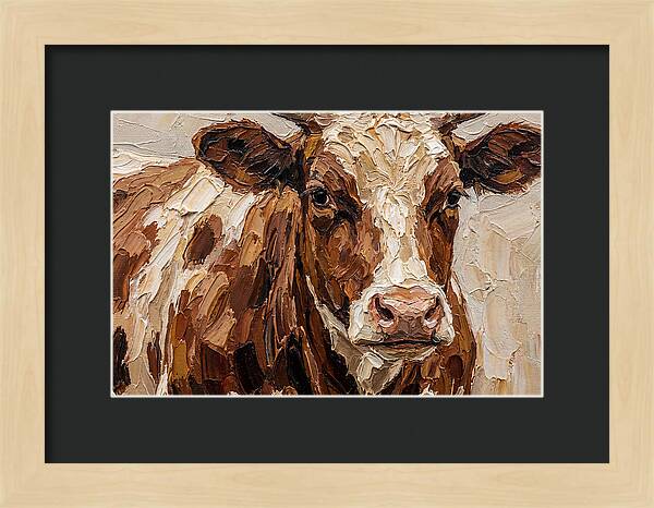 Cow Portrait In Palette Knife Style