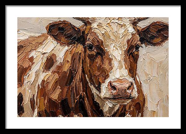 Cow Portrait In Palette Knife Style