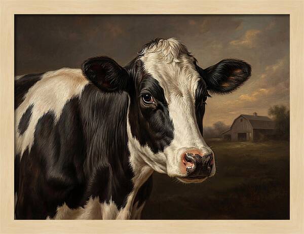 Cow Portrait In Realism