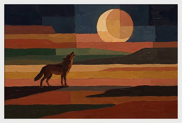 Coyote Howling At Rising Moon