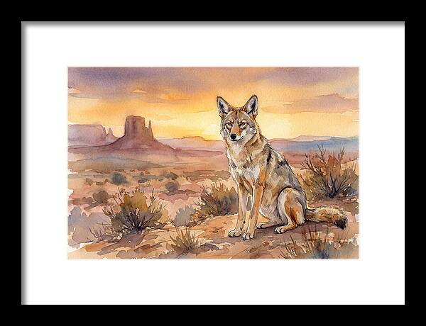 Coyote In The Desert Sunset