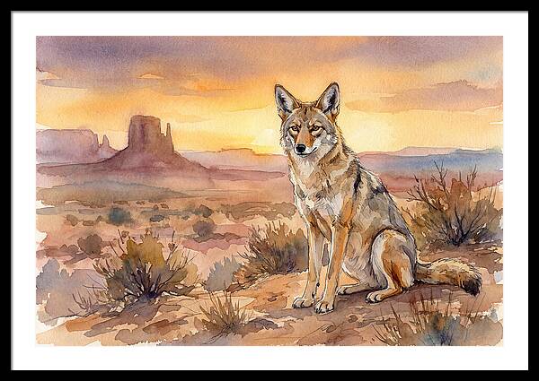 Coyote In The Desert Sunset