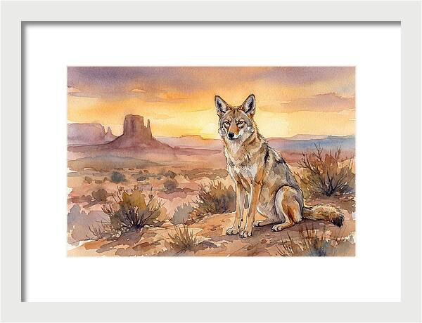 Coyote In The Desert Sunset