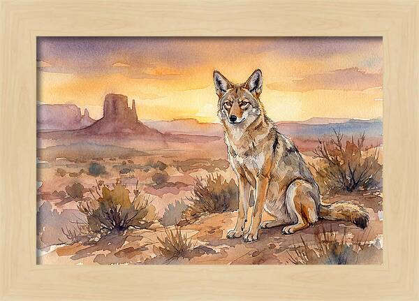 Coyote In The Desert Sunset