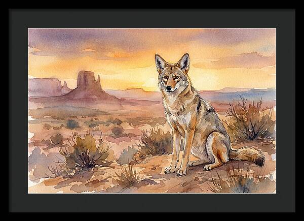Coyote In The Desert Sunset