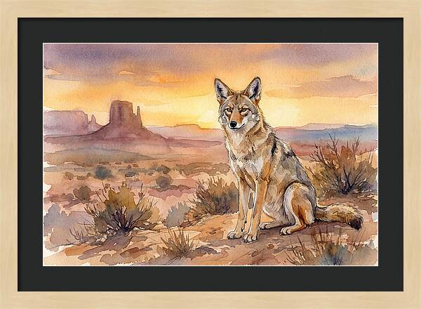 Coyote In The Desert Sunset
