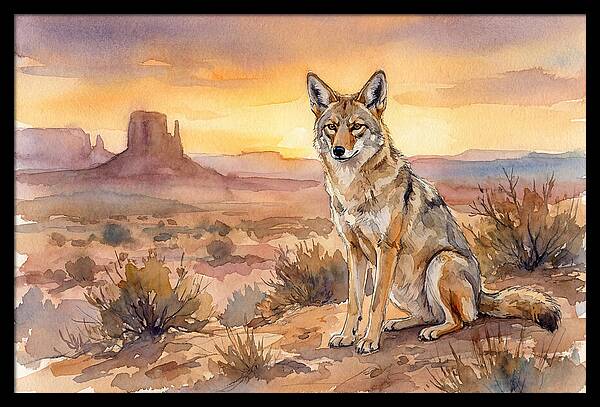 Coyote In The Desert Sunset