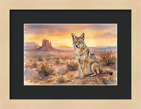 Coyote In The Desert Sunset