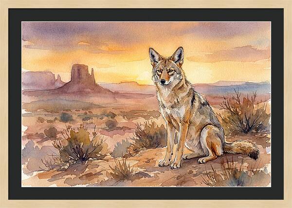 Coyote In The Desert Sunset
