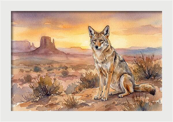 Coyote In The Desert Sunset