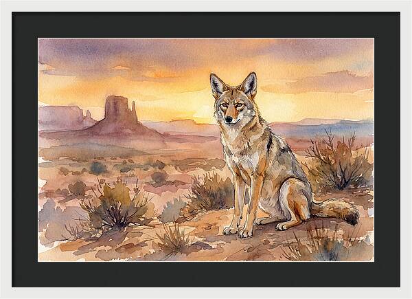 Coyote In The Desert Sunset