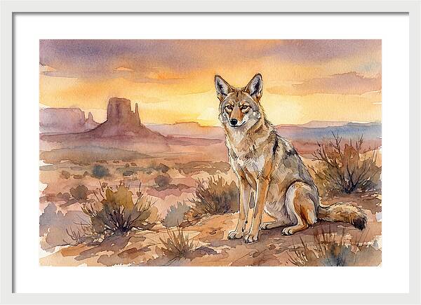 Coyote In The Desert Sunset