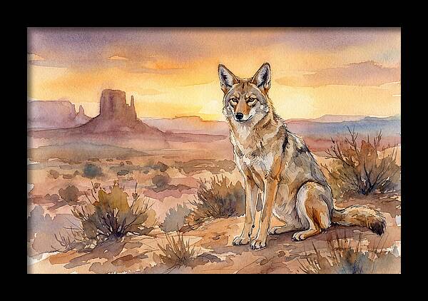 Coyote In The Desert Sunset